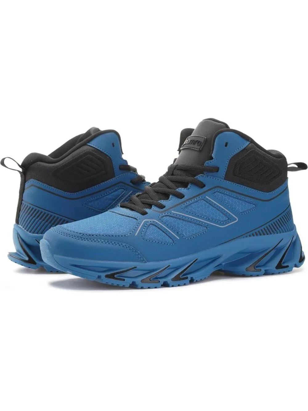 Joomra Men's Blue Black Rubber Leather High Top Athletic Inspire Lace Up Sneaker